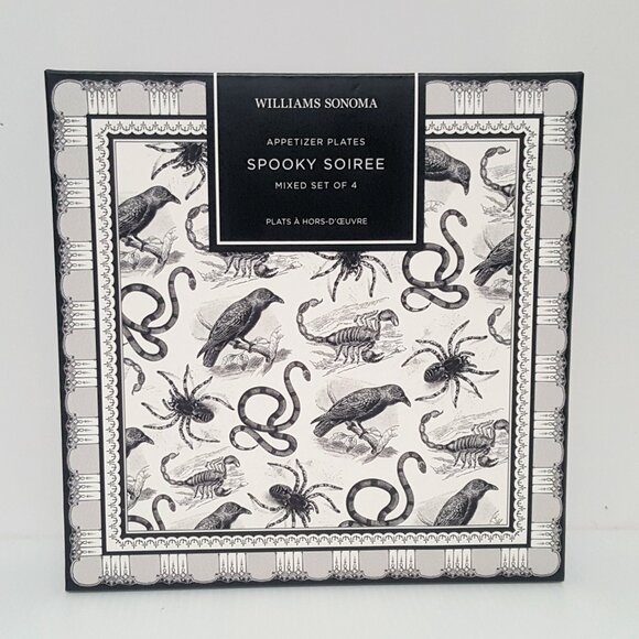 NEW Williams Sonoma Mixed Set of 4 Spooky Soiree Appetizer Plates Halloween - Picture 8 of 9